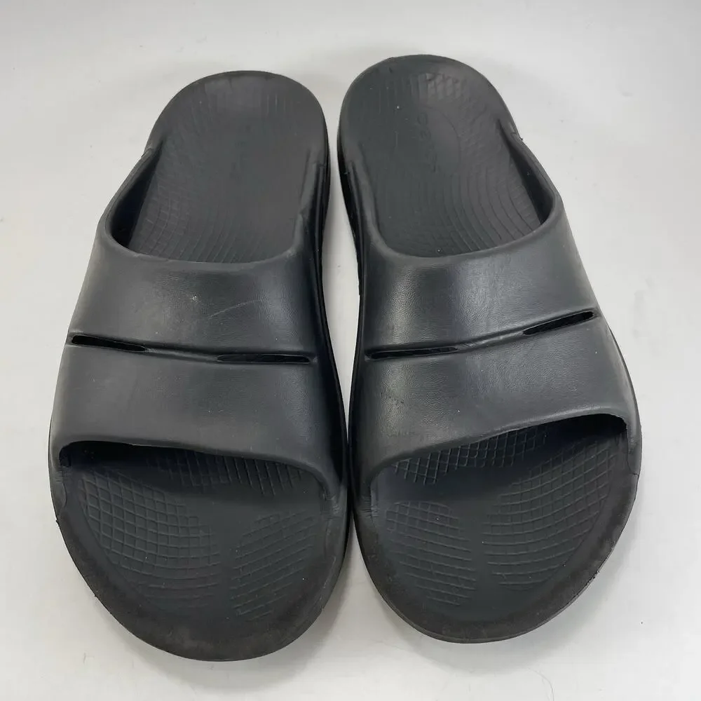 Oofos OOahh Recovery Slides Mens Size 7 Black Synthetic Comfort Athletic Sandal